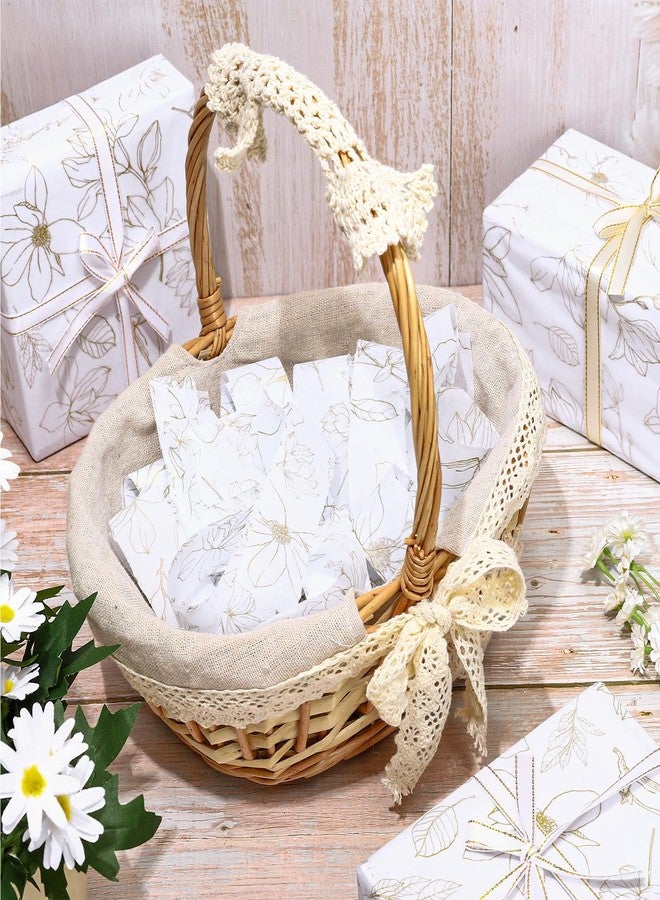 Whaline 100 Sheets Gold Floral Tissue Paper Foil Gold Flowers Gift Wrapping Paper Decorative DIY Art Craft Tissue Paper for Wedding Birthday Bridal Shower Party Supplies, 13.7 x 19.6 Inch - Image 4